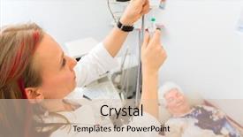  Presentation with pensioner - Presentation theme enhanced with pensioner in hospital drip infusion background and a soft green colored foreground