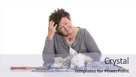  Presentation with pensioner - Beautiful slide deck featuring pensioner with money problems standard backdrop and a light blue colored foreground