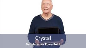  Presentation with hands-holding - Presentation theme having pensioners-and-modern-technologies background and a  colored foreground