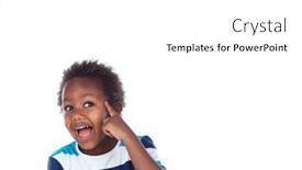  Presentation with thinking - Colorful PPT layouts enhanced with pensive-african-child-thinking-something backdrop and a white colored foreground