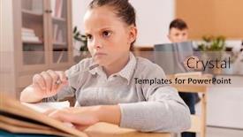  Presentation with task - Audience pleasing presentation theme consisting of pensive-and-frowning-schoolgirl-looking backdrop and a coral colored foreground