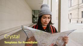  Presentation with asian map - Presentation design having pensive-asian-woman-in-warm background and a coral colored foreground