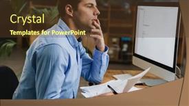  Presentation with entrepreneur - Slide set having pensive-attractive-young-entrepreneur-looking background and a tawny brown colored foreground