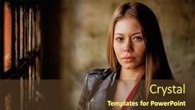  Presentation with windows - Amazing slides having pensive blonde woman next to a vintage windows backdrop and a tawny brown colored foreground