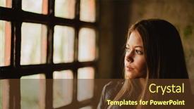  Presentation with windows - Presentation with pensive blonde woman next to a vintage windows background and a tawny brown colored foreground