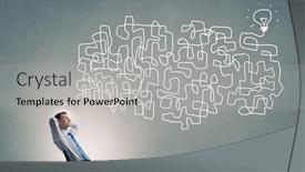  Presentation with solution - Amazing slide deck having pensive businessman searching solution backdrop and a light gray colored foreground