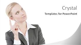  Presentation with superhero businesswoman - Beautiful theme featuring pensive businesswoman wondering about something backdrop and a white colored foreground