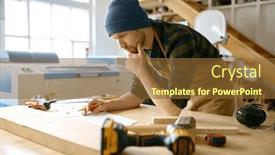  Presentation with carpenter - Slides enhanced with pensive-carpenter-designer-looking background and a  colored foreground