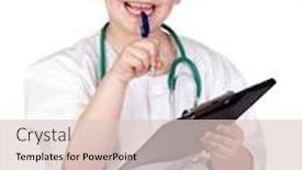  Presentation with child work animation - Slides with pensive child with doctor uniform background and a lemonade colored foreground