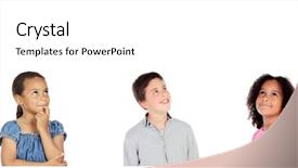  Presentation with children triathlon - Presentation theme with pensive children thinking about something background and a cream colored foreground