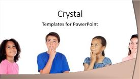  Presentation with children education - Colorful PPT theme enhanced with pensive children thinking about something backdrop and a white colored foreground