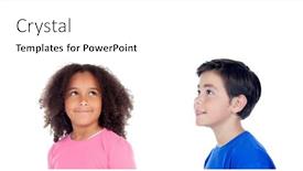  Presentation with classmates - Beautiful slide set featuring pensive-classmates-looking-up-isolated backdrop and a white colored foreground