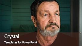  Presentation with elderly - Presentation consisting of pensive elderly mustache man face background and a tawny brown colored foreground