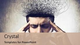  Presentation with brain - PPT layouts with pensive expression and brain background and a coral colored foreground