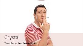  Presentation with thinking brain - Presentation theme enhanced with pensive-guy-smoking-a-cigarette background and a coral colored foreground