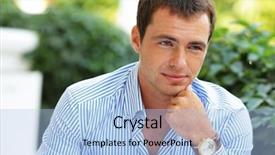  Presentation with park - Colorful PPT layouts enhanced with pensive handsome stylish man sitting backdrop and a  colored foreground