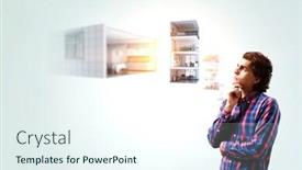  Presentation with media - Beautiful PPT layouts featuring pensive-hipster-guy-mixed-media backdrop and a sky blue colored foreground