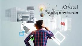  Presentation with media - Slides consisting of pensive-hipster-guy-mixed-media background and a lemonade colored foreground