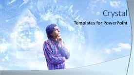  Presentation with media - Theme having pensive-hipster-guy-mixed-media background and a  colored foreground