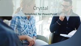  Presentation with leader - Presentation theme having pensive leader looking at his colleague during conversation background and a sky blue colored foreground