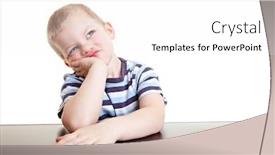  Presentation with air - Amazing presentation theme having pensive-little-boy-looking-thoughtfully backdrop and a white colored foreground