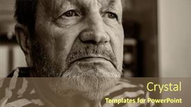  Presentation with old man - Slide set featuring pensive-lonely-bearded-old-man background and a tawny brown colored foreground