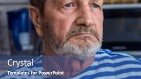  Presentation with old man - PPT theme enhanced with pensive-lonely-bearded-old-man background and a ocean colored foreground