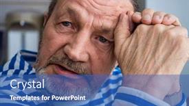  Presentation with old man - Presentation design consisting of pensive-lonely-bearded-old-man background and a ocean colored foreground