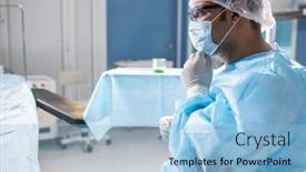  Presentation with rest - Amazing theme having pensive-male-surgeon-in-protective backdrop and a light blue colored foreground