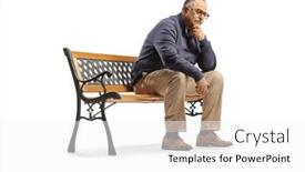  Presentation with man sitting bench - Theme having pensive-mature-man-sitting background and a white colored foreground