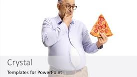  Presentation with pizza - Slide deck featuring pensive-mature-man background and a white colored foreground