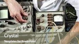  Presentation with scientist - Colorful slides enhanced with pensive scientist working at vintage technological laboratory backdrop and a gray colored foreground