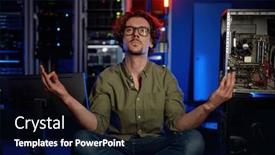  Presentation with server - Slide set enhanced with pensive-technician-meditating-in-server background and a wine colored foreground