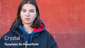  Presentation with red - Audience pleasing PPT theme consisting of pensive-teenager-girl and a  colored foreground