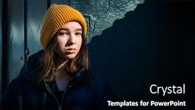  Presentation with wall street - PPT theme enhanced with pensive-teenager-girl background and a black colored foreground