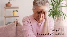  Presentation with sad woman lonely - Slides with pensive-thoughtful-middle-aged-lady background and a coral colored foreground