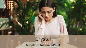  Presentation with smoothies - Colorful PPT layouts enhanced with pensive young girl reading magazine backdrop and a coral colored foreground