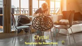  Presentation with problem solution - Slide deck with pensive-young-man-sitting background and a tawny brown colored foreground