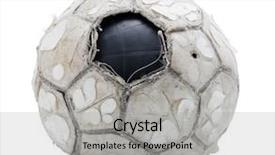  Presentation with ball bearing on a white - Colorful slides enhanced with pentagon - old soccer ball isolated backdrop and a light gray colored foreground