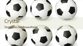  Presentation with soccer - Colorful PPT layouts enhanced with pentagon - soccer ball isolated on white backdrop and a soft green colored foreground