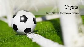  Presentation with police line do not cross - Colorful PPT layouts enhanced with pentagon - soccer ball on line backdrop and a soft green colored foreground