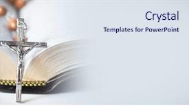  Presentation with pentecost - PPT theme having pentecost - cross of rosary beads resting background and a sky blue colored foreground