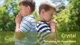  Presentation with pentecost - Colorful theme enhanced with pentecost - little boys praying backdrop and a tawny brown colored foreground