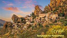  Presentation with abandoned - Presentation design enhanced with pentedattilo-italy-abandoned-village background and a tawny brown colored foreground