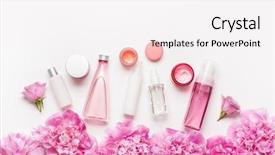  Presentation with skin care - Colorful PPT theme enhanced with peony flowers skin care product backdrop and a white colored foreground