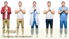  Presentation with god - Slides having peopel attract god - collage of attractive young man background and a soft green colored foreground