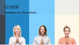  Presentation with casual young people - Presentation theme consisting of peopel attract god - collage of casual young people background and a  colored foreground