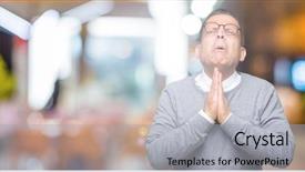  Presentation with praying hands - Slide set consisting of peopel attract god - middle age bussines arab man background and a light gray colored foreground