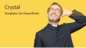  Presentation with baptism ceremony priest - Beautiful PPT layouts featuring peopel attract god - middle age priest man wearing backdrop and a yellow colored foreground