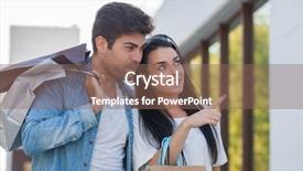  Presentation with couple - Audience pleasing slide deck consisting of peopl shopping - couple looking in shop window backdrop and a violet colored foreground